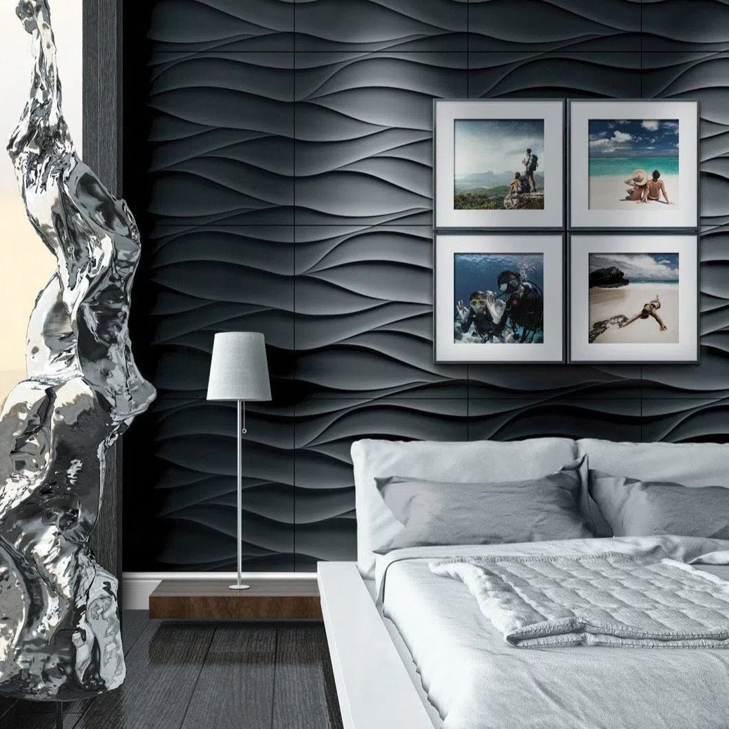 3D Gypsum Wall Panels - SAND STORM - Gypsum Panels in modern bedroom  | DecorMania UK